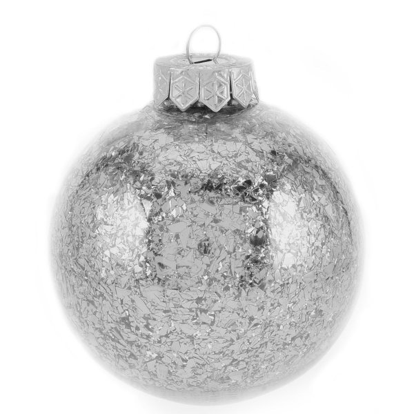 Χριστουγεννιάτικη Μπάλα με Γκρι Κομφετί (8cm)